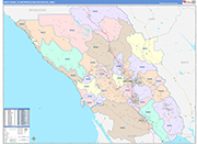 Santa Rosa Metro Area Wall Map Color Cast Style